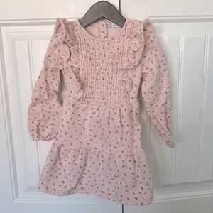 Tutto Piccolo Pink Floral Sweatshirt Dress with Ruffles